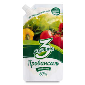 МАЙОНЕЗ 3 ЖЕЛАНИЯ ПРОВАНСАЛЬ 67% 380ГР Д/П