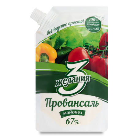 МАЙОНЕЗ 3 ЖЕЛАНИЯ ПРОВАНСАЛЬ 67% 190ГР Д/П
