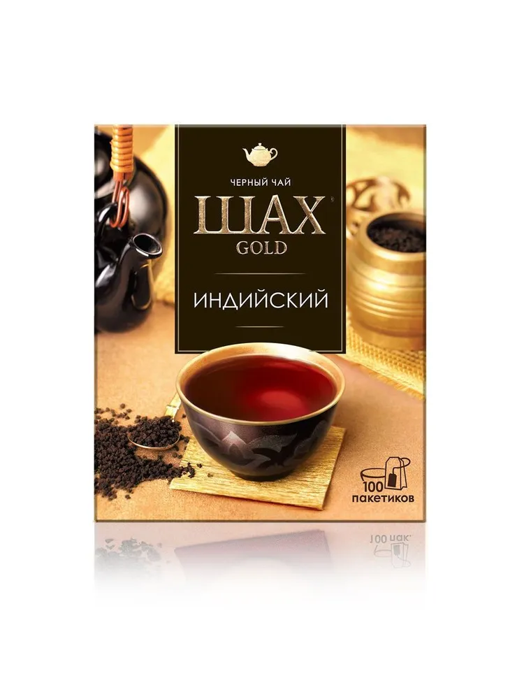 ЧАЙ ШАХ GOLD ЧЕРН ИНДИЙСКИЙ ГРАНУЛ 100ПАК 200ГР КОР