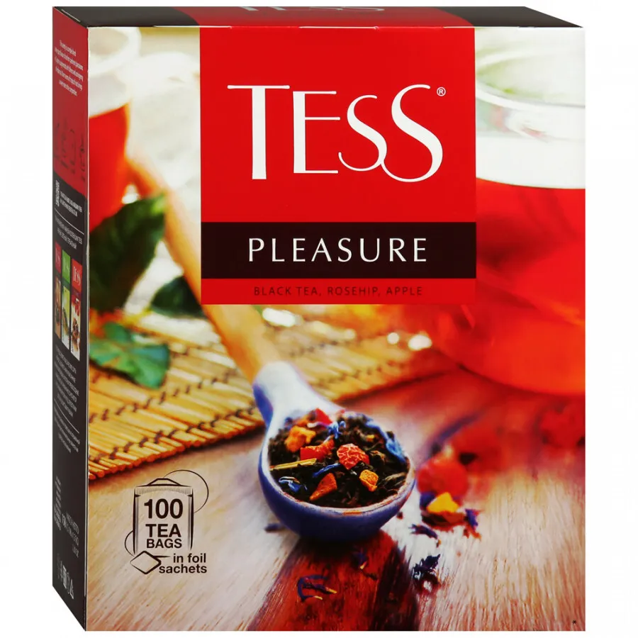 ЧАЙ TESS PLEASURE ЧЕРН С ШИПОВНИКОМ И ЯБЛОКОМ 100*1,5ГР КОР
