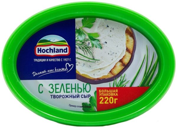 «Hochland» творожный сыр с зеленью 60% 220 г