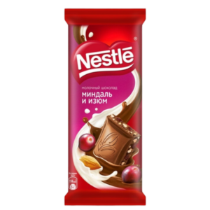 ШОКОЛАД NESTLE МОЛОЧНЫЙ МИНДАЛЬ/ИЗЮМ 82ГР ФЛ/П