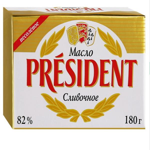 «President» масло сливочное, соленое 82% 180 г