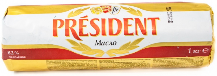 «President» масло сливочное, соленое 82% 1000 г
