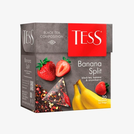 ЧАЙ TESS BANANA SPLIT ЧЕРН С КЛУБНИКОЙ И АРОМАТОМ БАНАНА 20ПАК 36ГР КОР