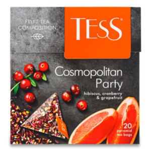 ЧАЙ TESS COSMOPOLITAN PARTY ГИБИСКУС С КЛЮКВОЙ И АРОМАТОМ ГРЕЙПФРУТА 20ПАК 40ГР КОР