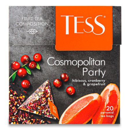 ЧАЙ TESS COSMOPOLITAN PARTY ГИБИСКУС С КЛЮКВОЙ И АРОМАТОМ ГРЕЙПФРУТА 20ПАК 40ГР КОР