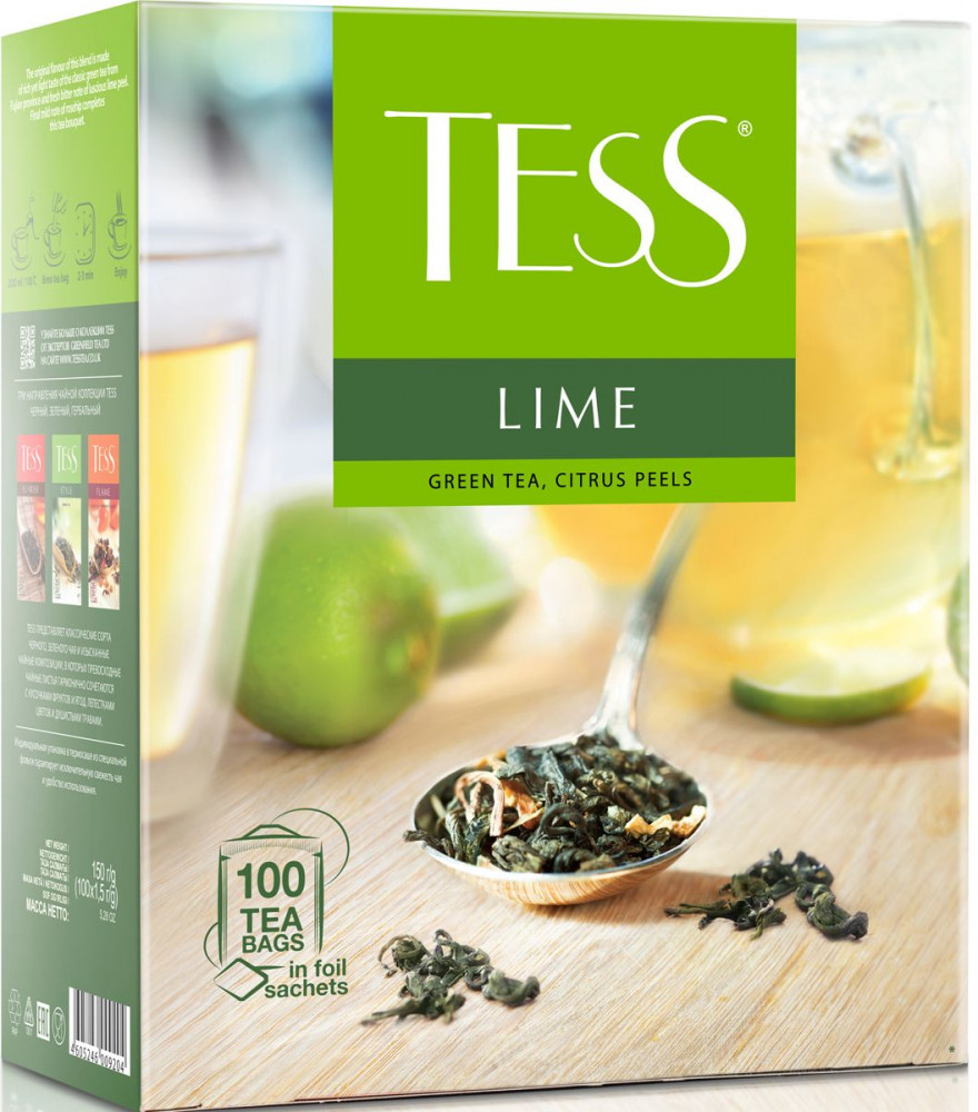 ЧАЙ TESS LIME ЗЕЛ С ЦЕДРОЙ ЦИТРУСОВЫХ 100ПАК КОР